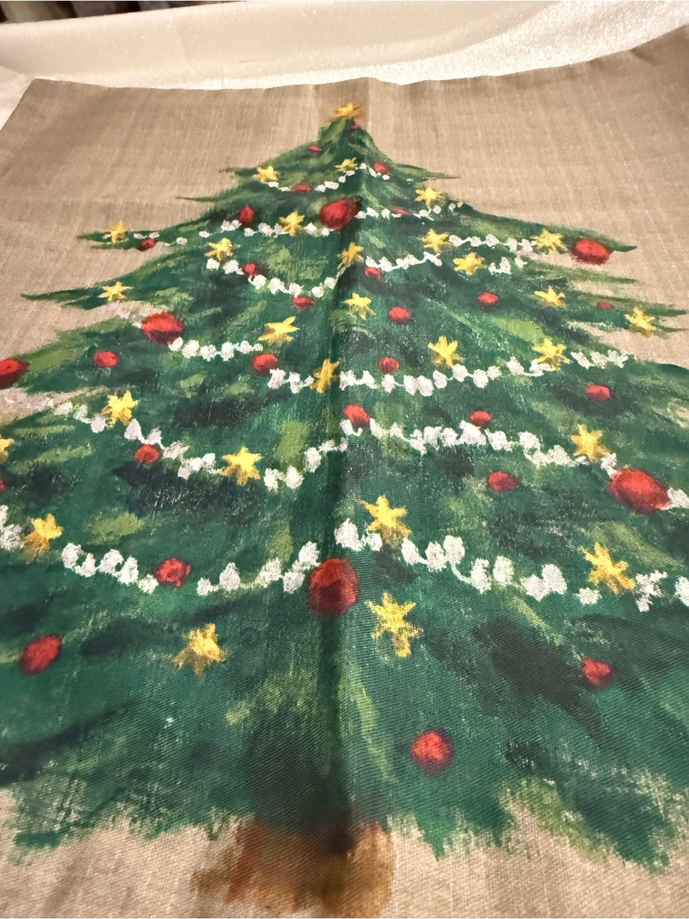 New Pottery Barn Painted Christmas Tree Pillow Cover, 20” - Picture 3 of 7